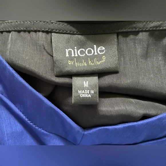 Nicole by Nicole Miller satin cami tank top size Medium blue & black 🎉Host Pick🎉 - Picture 5 of 5